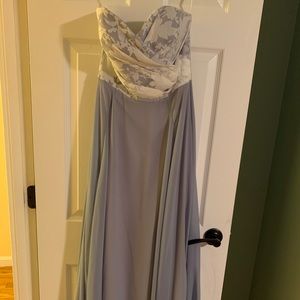 Hailey Paige, dusty blue chiffon dress, size 8